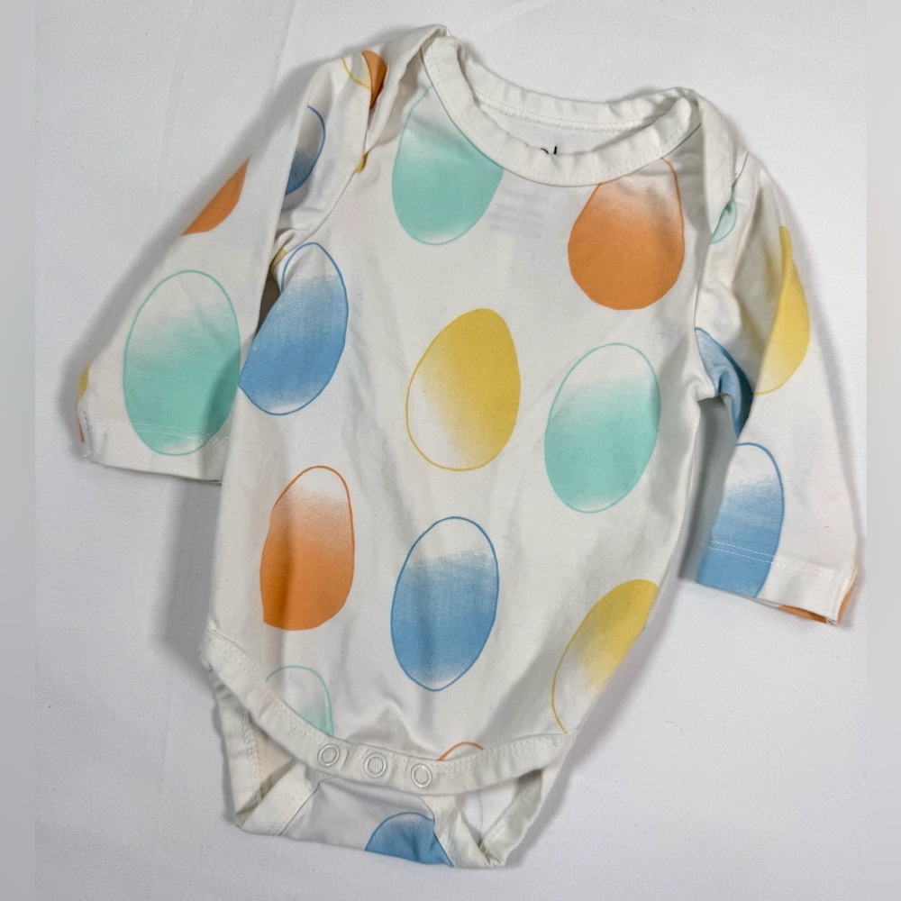 MONICA ANDY Baby Organic Cotton‎ Easter Egg Print Bodysuit Newborn Pastel Spring